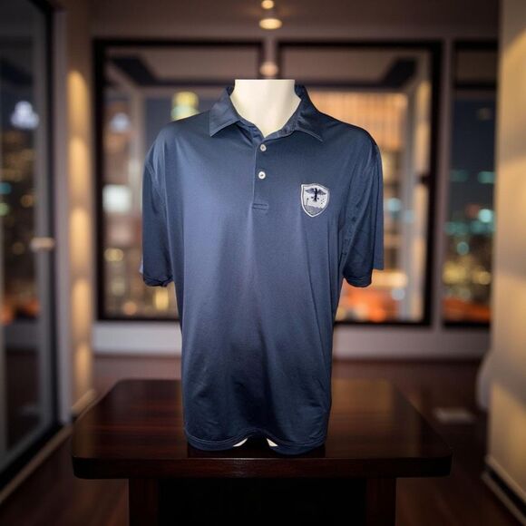 Peter Millar Summer Comfort Polo Shirt Eagle Golf Club Logo Size Large  #45 - Picture 1 of 6
